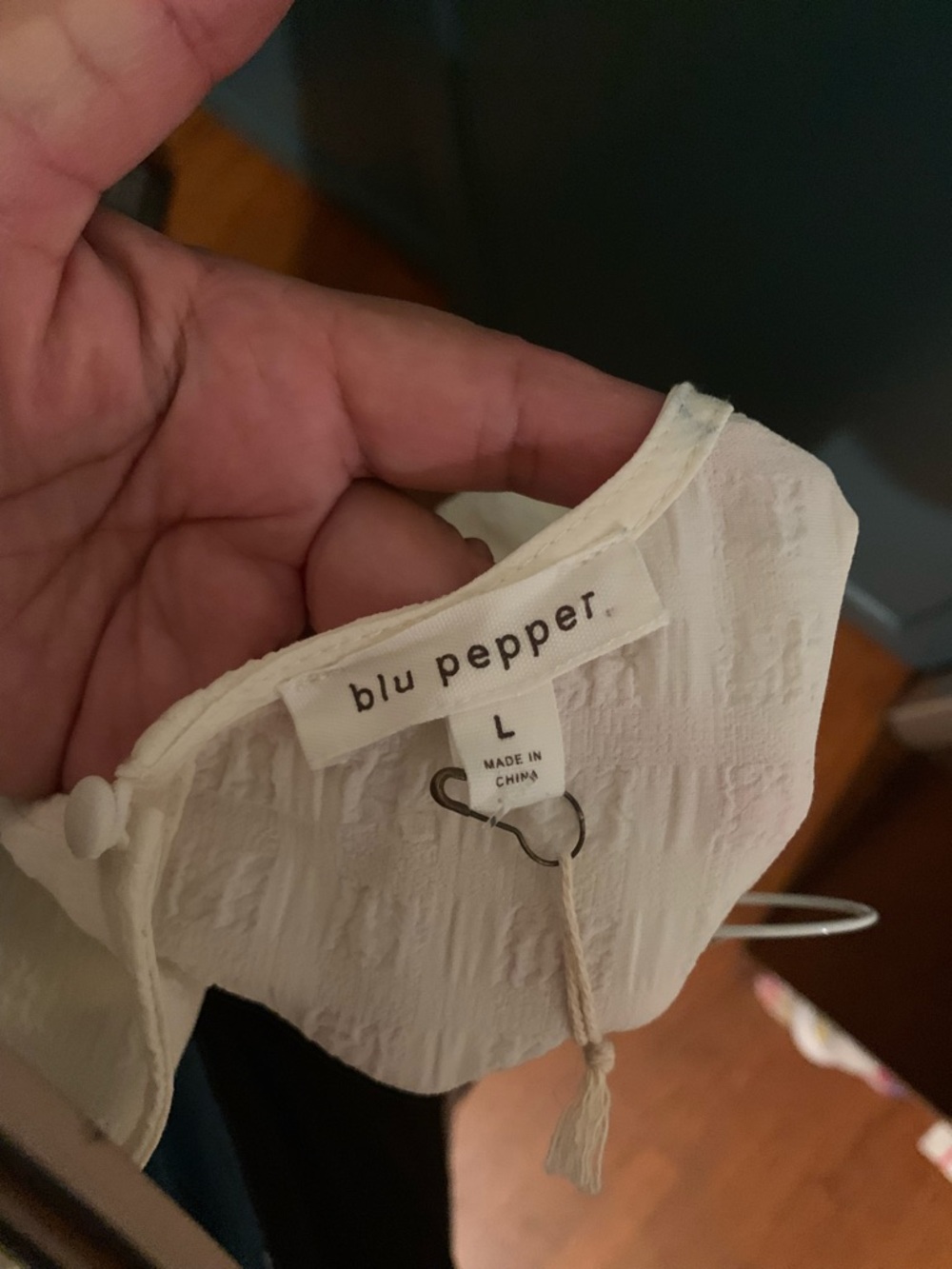 Blu Pepper Cream Textured Ruffle Top - Picture 4 of 4